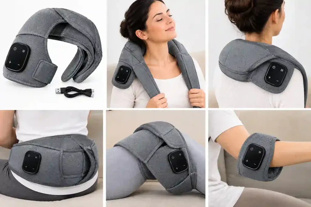 shoulder massager in use